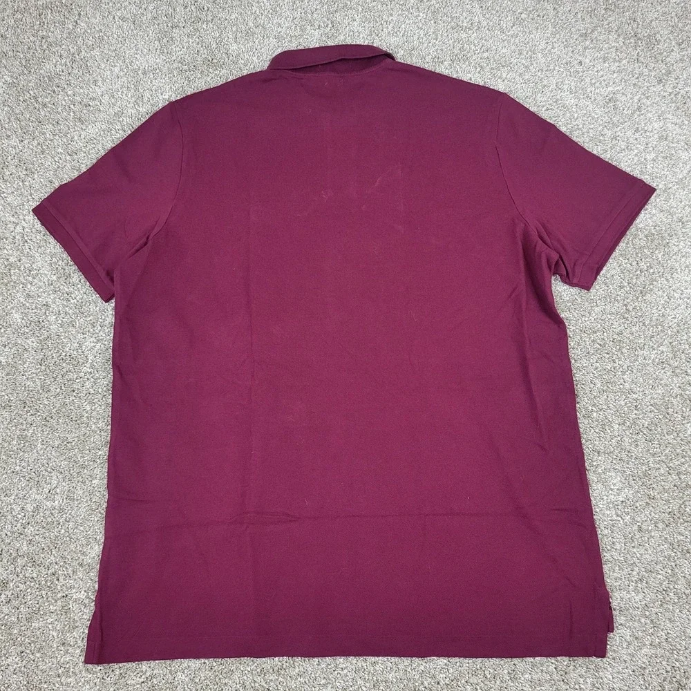 NWT Polo Ralph Lauren Mens XL Solid Maroon Pony Stretch Knit Polo Short Sleeve